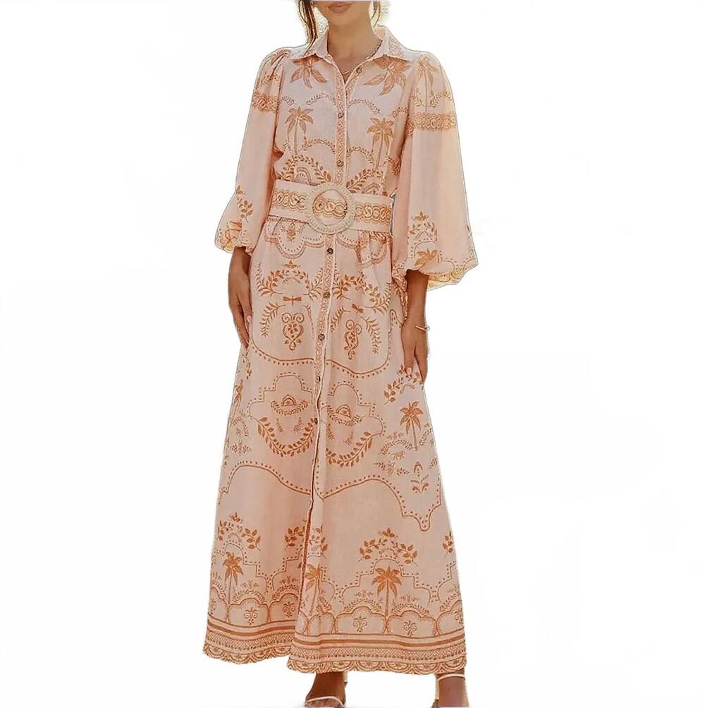 NEW LILY CLOTHING palm linen midi dress in pink
